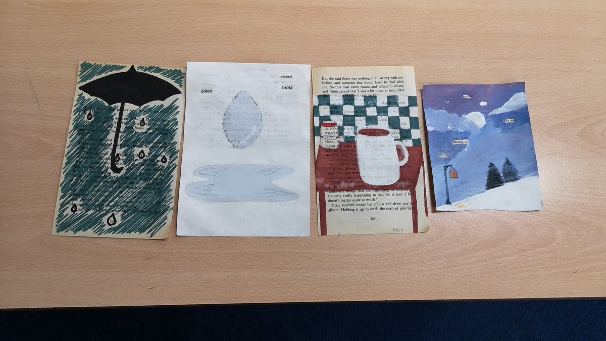 IpsleySchool's tweet photo. Yesterday, our key worker created some book page art which are fantastic! #creative #supportingkeyworkers #RSA https://t.co/FV973YARGm