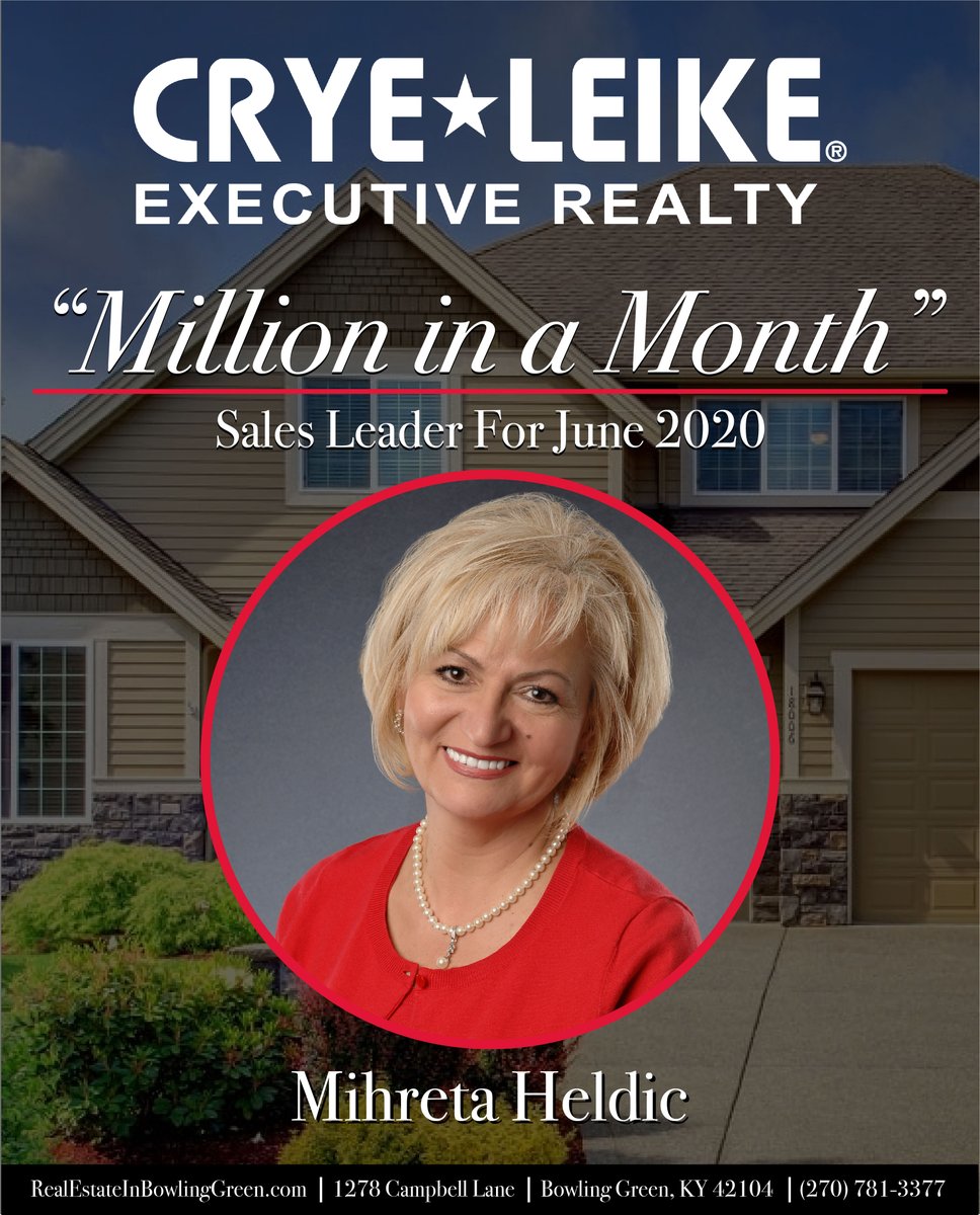 CryeLeikeExec's tweet photo. June Housing Market was on 🔥! Shoutout to the following agents for being our "Million In A Month" Sales Leaders in June 2020!

👉 Hank Wilson, Realtor
👉 Mihreta Heldic, Realtor
👉 Jordan Carter, Realtor
👉 Katharina Cisco, Realtor https://t.co/rtRNzdQEDQ