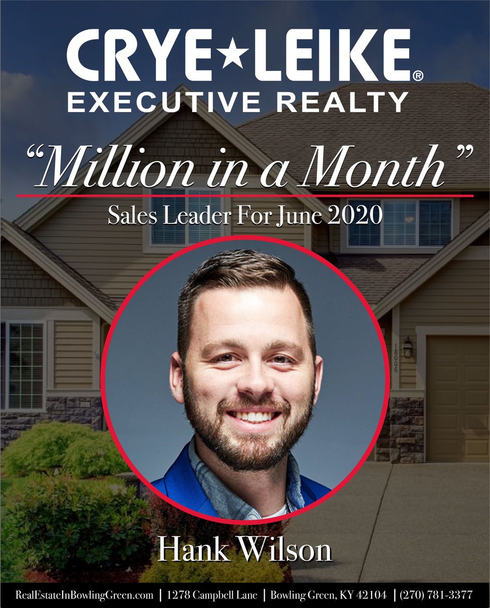 CryeLeikeExec's tweet photo. June Housing Market was on 🔥! Shoutout to the following agents for being our "Million In A Month" Sales Leaders in June 2020!

👉 Hank Wilson, Realtor
👉 Mihreta Heldic, Realtor
👉 Jordan Carter, Realtor
👉 Katharina Cisco, Realtor https://t.co/rtRNzdQEDQ
