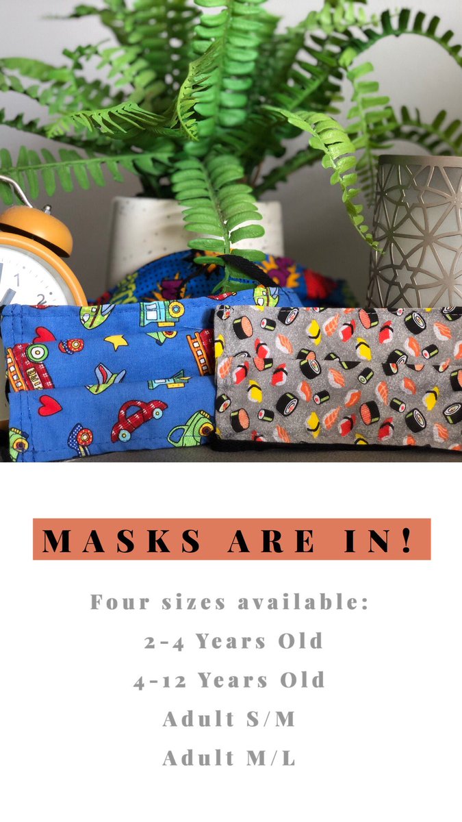 Get your mask(s) now! Four sizes available: 2-4 Years Old, 4-12 Years Old, Adult S/M, Adult M/L. sheabelladesigns.weebly.com/masks.html