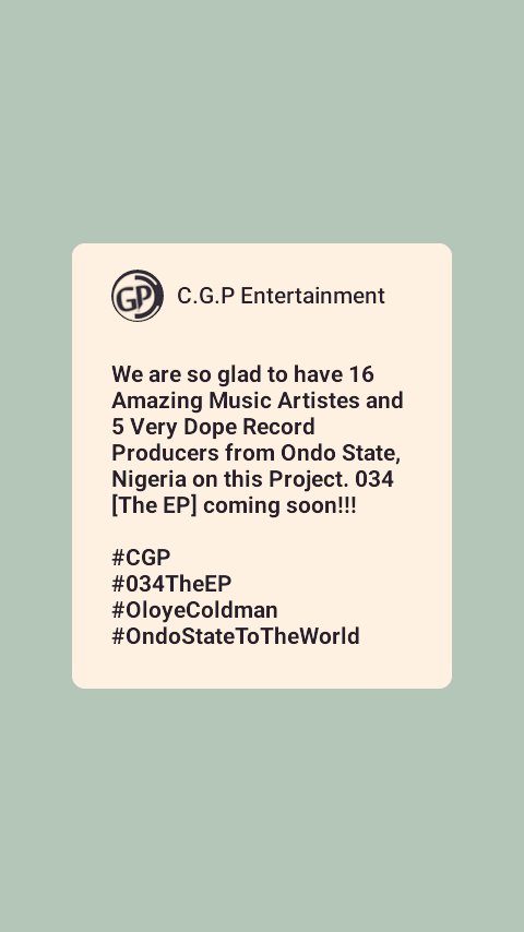 OfficialCGPent's tweet photo. Are You Ready For Greatness?
#034TheEP #CGP
#OndoStateToTheWorld
@AkureHowFar @coldgangNIG @MrLummie @DJKAYKANG @ElBreeze_Ooosha @harrashy_king @IAMFACTORIA @iamoyomesi @IssyMSK1 @Southboy_MFB @MikoFridan @RTharapman @Jp3ple2 @lyrical_cheetah @ItzDoctivity @Damie_Irie https://t.co/zuxXR92wON
