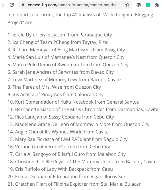 jeralduy's tweet photo. So...I got in!
Thank you to the judges, Comco and my readers!
In case you missed reading it, here's my entry: https://t.co/qKDXSxCyPg
Congrats too to my fellow finalists @ica_cheng @pinoyguyguide and Florencio Jusay Jr.! #WriteToIgniteBloggingProject https://t.co/VF9z9Y0lZM