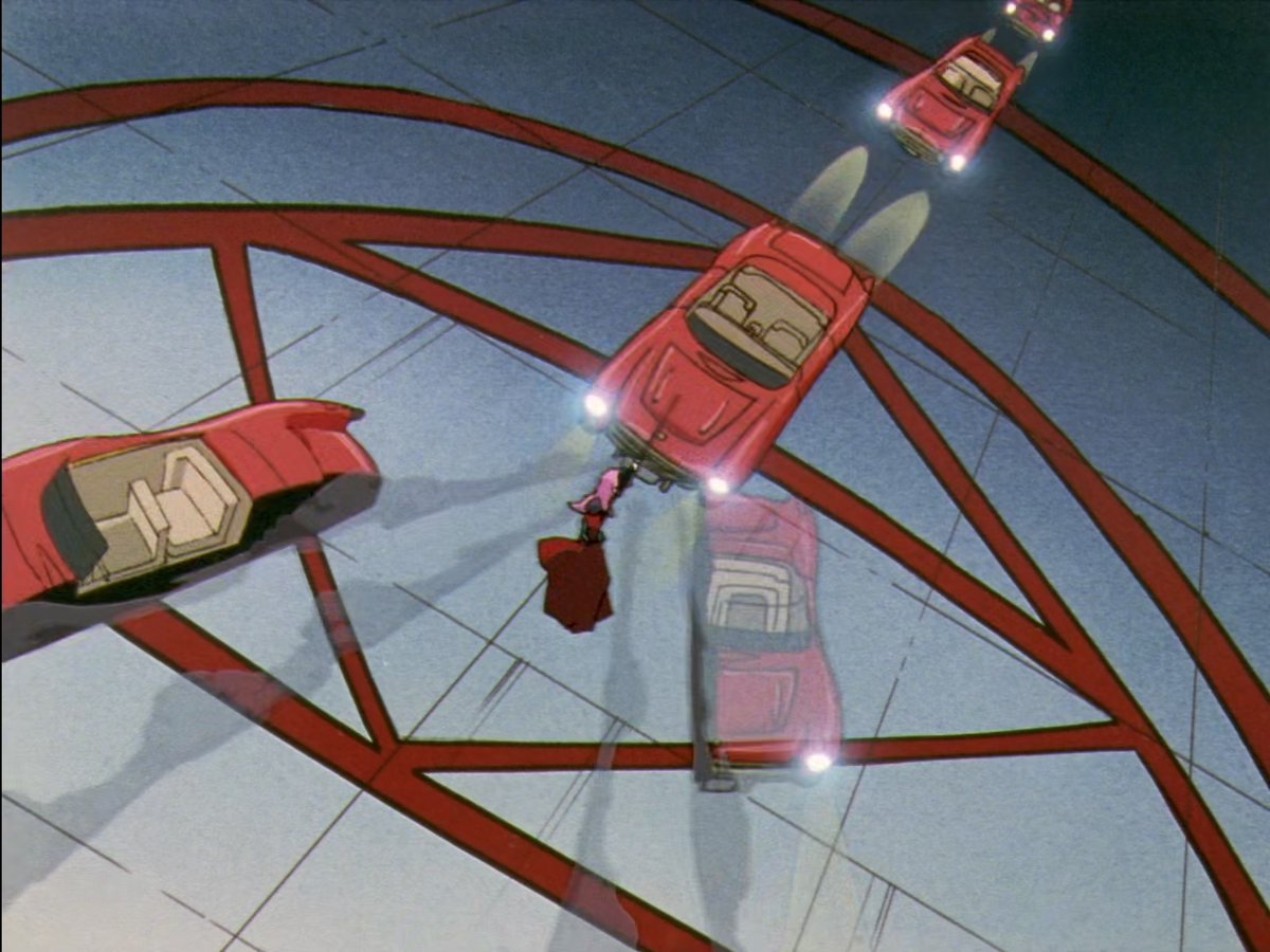 Clemmu_Saiko's tweet photo. Utena and Anthy slicing through dozens of cars coming at them, this episode is awesome #SaikoRevolution https://t.co/4xeen1yVIq