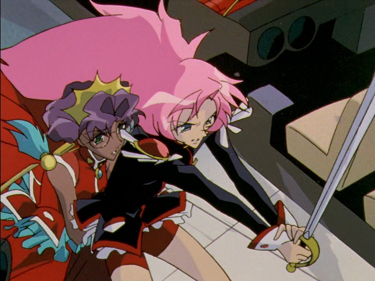 Clemmu_Saiko's tweet photo. Utena and Anthy slicing through dozens of cars coming at them, this episode is awesome #SaikoRevolution https://t.co/4xeen1yVIq
