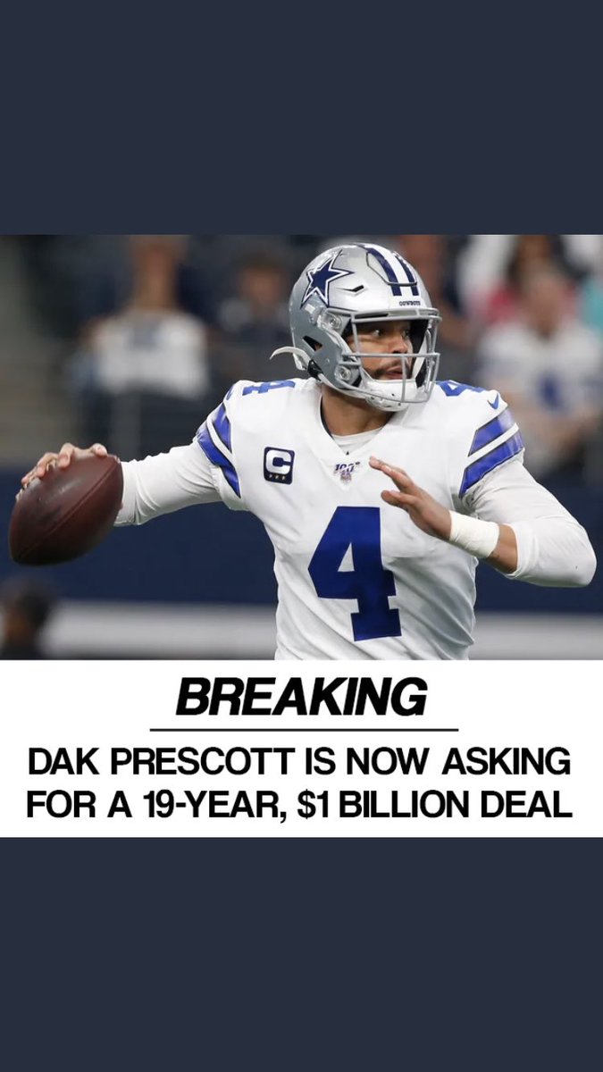 nfIDrLong's tweet photo. BREAKING: After seeing the Mahomes Deal, Dak Prescott wants to be the highest paid QB in the NFL #NFL #DallasCowboys #DakPrescott #PatrickMahomes https://t.co/bmCD8a8QeW