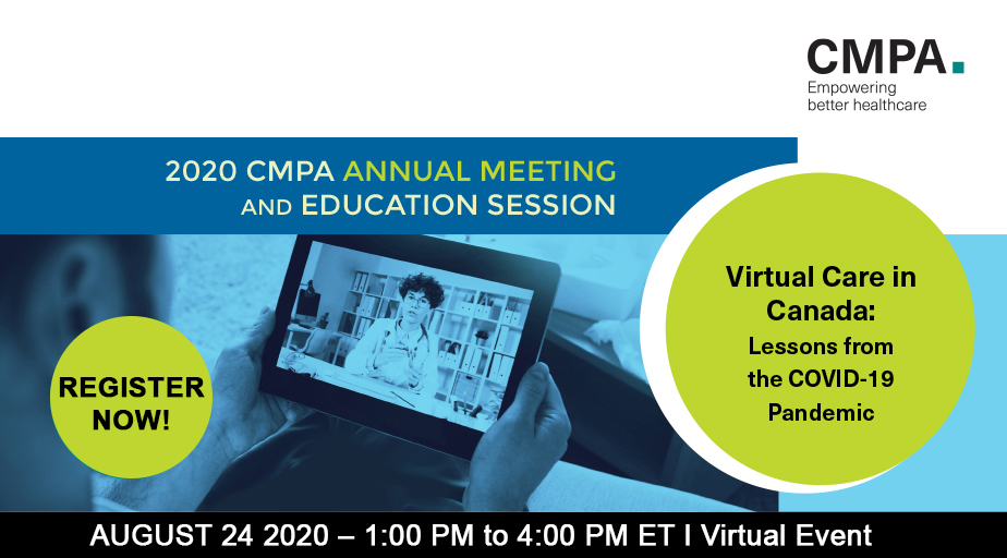 CMPAmembers's tweet photo. SAVE THE DATE!
Join us on Aug 24th for the 2020 CMPA Annual Meeting and Education Session on Virtual Care in 🇨🇦: Lessons from the COVID-19 Pandemic. 
Join us via Live Webcast! Online registration NOW OPEN.
Learn more:  https://t.co/P99GeOXZ1v #SaveTheDate #CMPA_AMES20 https://t.co/GHoXVAc6Bw