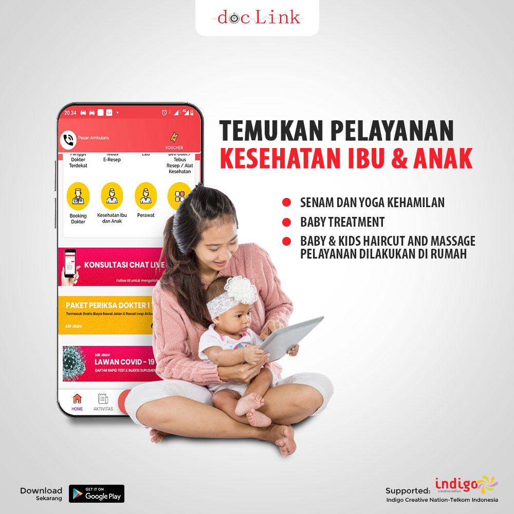 docLink_Indo's tweet photo. Buat para momy yang sayang anak, jangan sampe ketinggalan dengan update Pelayanan Khusus Ibu &amp; Anak di aplikasi #docLink. Jangan jadikan Pandmi sebagai alasan untuk jadi males memperhatikan kesehatan si buah hati ya mom.
.
Dimanapun, Sehat, Mudah! https://t.co/Un9pORSvUg