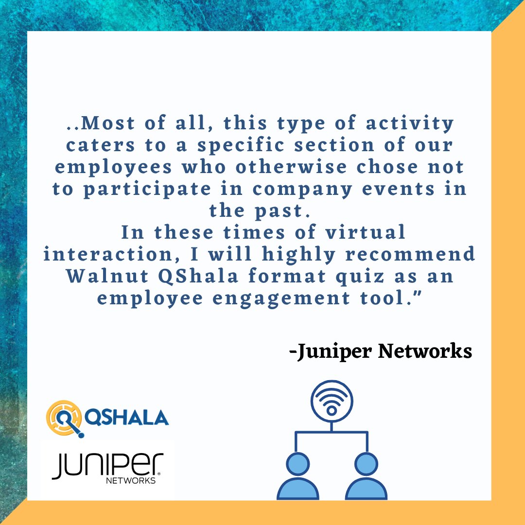 askwalnut's tweet photo. We recently conducted a quiz for Juniper Networks and here's what they had to say about it! If you want us to conduct a quiz for your organization contact us at https://t.co/zRR6LuXjRS for more details!
#testimonialtuesday #edtech https://t.co/kUf2KqpGvA