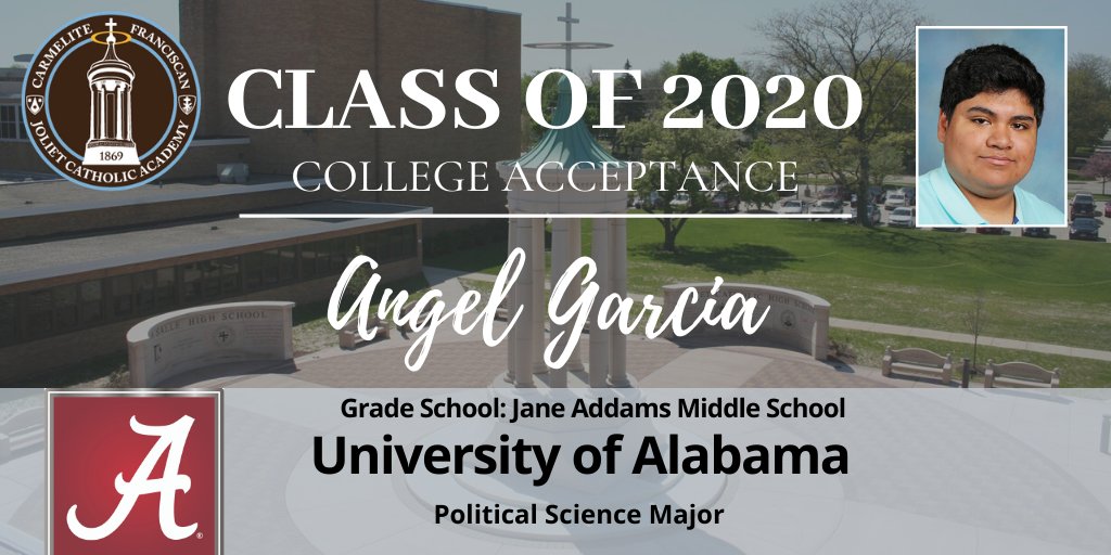 JCAonline's tweet photo. Class of 2020 Senior Spotlight
Angel Garcia 
College: University of Alabama 
Major: Political Science 
Jane Addams Middle School Graduate

“JCA has prepared me for college and life and gave many opportunities to set high expectations and do my best to achieving them.” https://t.co/sAdw0n7ae2