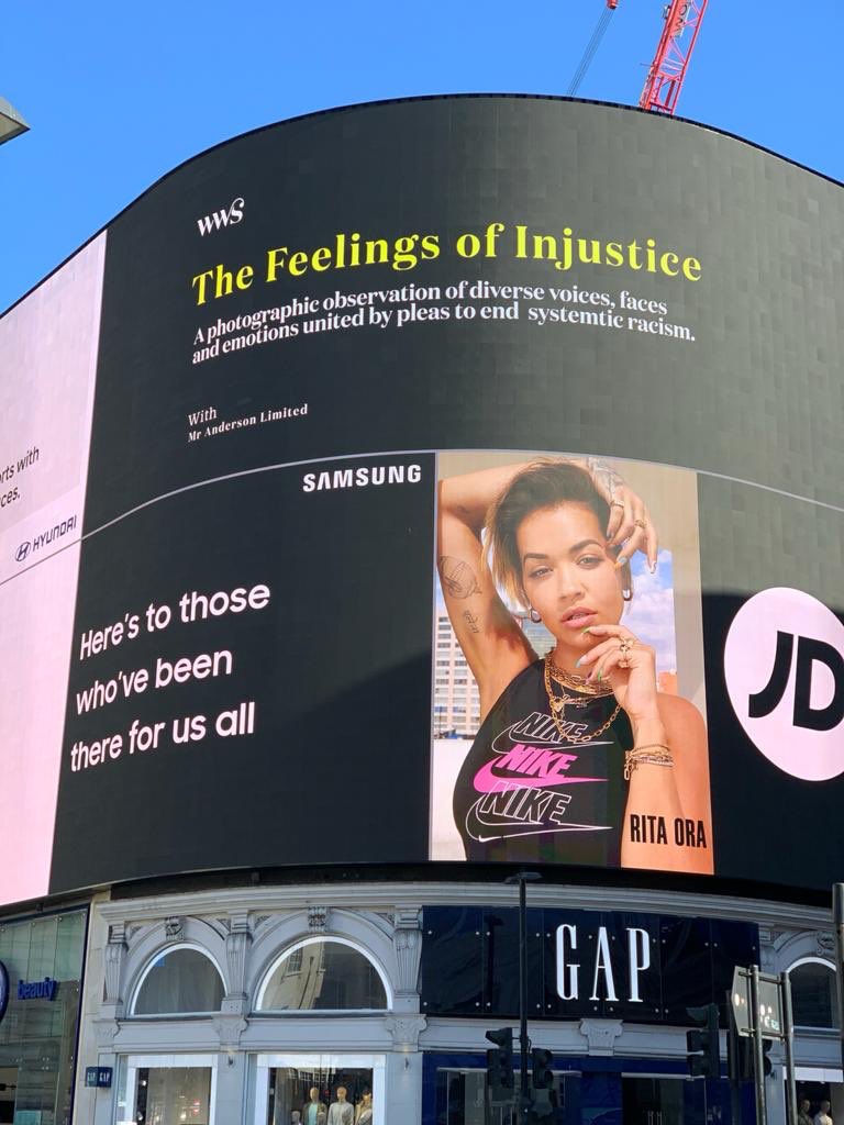 mr_andersonltd's tweet image. If you are near Piccadilly Circus over the next few days check out our work with WHATWESEEE LTD for Black Lives Matter   - ‘a photographic observation of diverse voices, faces and emotions united by pleas to end systemic racism’
@Whatweseee 
 #BLM #BlackLivesMatter #WhatWeSeee