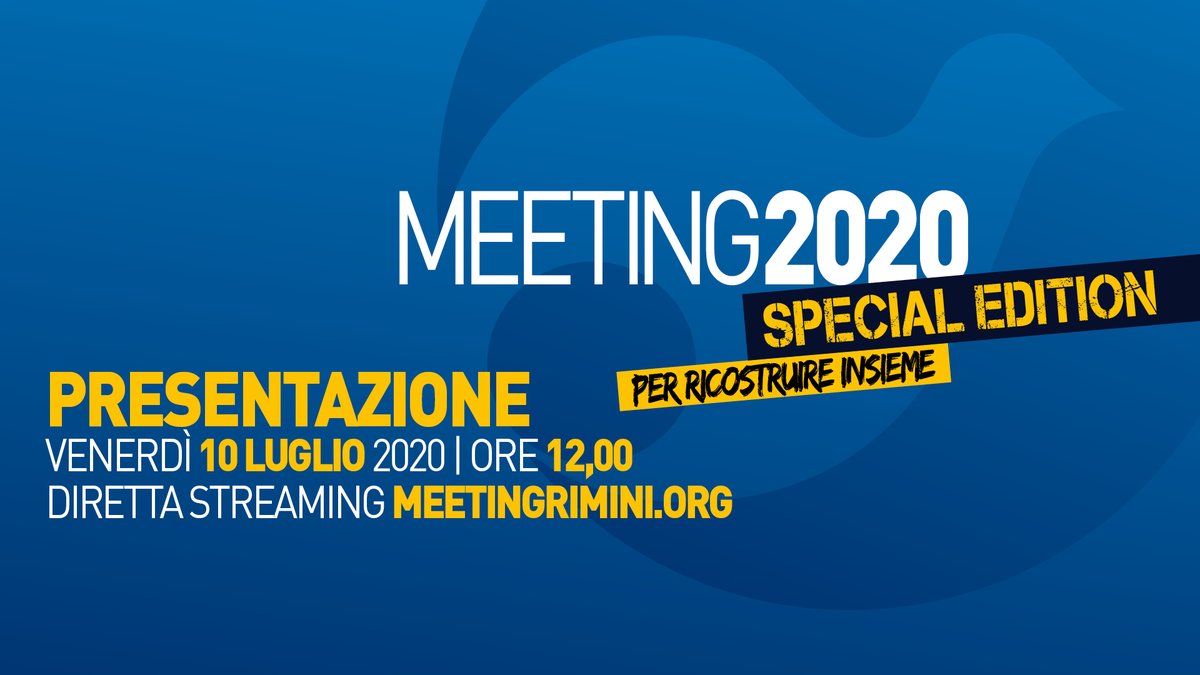 MeetingRimini's tweet photo. Il momento è arrivato, finalmente potremo conoscere tutte le novità del Meeting 2020 Special Edition: programma, mostre, spettacoli, protagonisti, strumenti di comunicazione…

🔜 https://t.co/KlJqPBiKRd https://t.co/IdfCjYuYm9