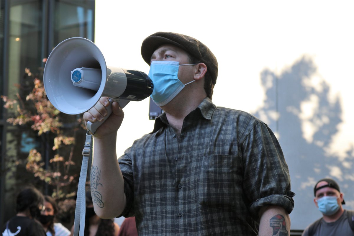 Some more photos from yesterday. Here are Bryan and Ashleigh, tenant organizers from Parkdale, speaking outside Mayor Tory's condo. Ashleigh holds up the eviction notice served to Tory by Toronto tenants. #topoli  #onpoli  #housing