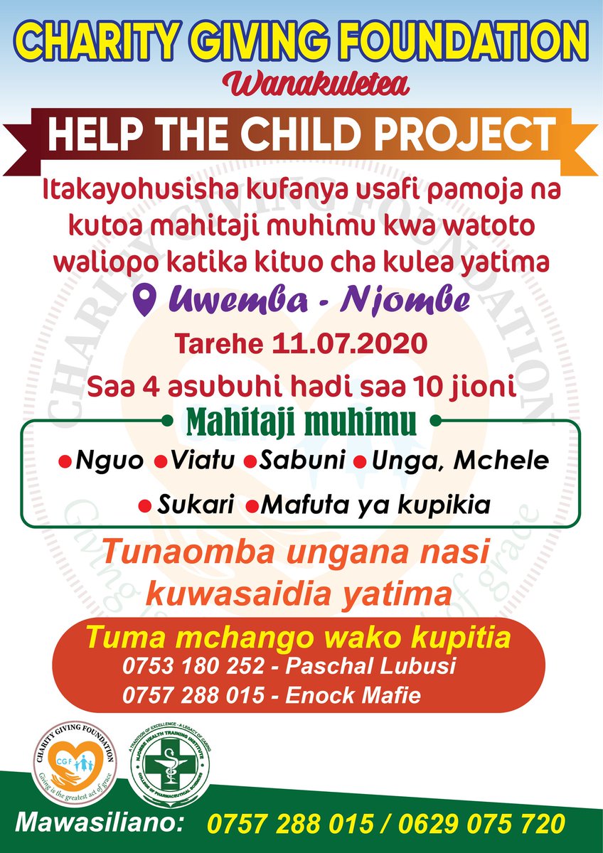 CharityGiving's tweet photo. Giving is the greatest act of grace ... Ungana nasi kuwasaidia watoto yatima..Kutoa ni moyo na si Utajiri.🙏🙏🙏 @MajaliwaRehema @CharityGiving @YouthShade @moodewji @abdulazackabdul @Nkololotz @enock_mafie https://t.co/mJTQK16LNP