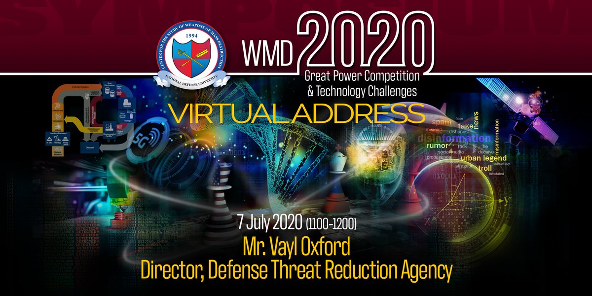 Starting at 1100 today, CSWMD Director Brendan Melley will speak with @doddtra Director Vayl S. Oxford about DTRA's role in supporting @DeptofDefense efforts to reduce the threat of weapons of mass destruction in a time of great power competition. #DetectDeterDefeat #WMD