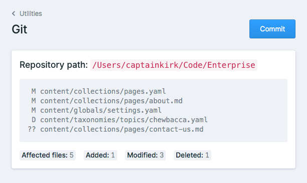 statamic's tweet photo. Our next level Git Integration is part of today’s beta update. 🎉

You can now save up multiple content changes and commit/push them whenever you’re ready, right from the control panel.

https://t.co/hEnCW5NUp6 https://t.co/9B6jSQNc1L