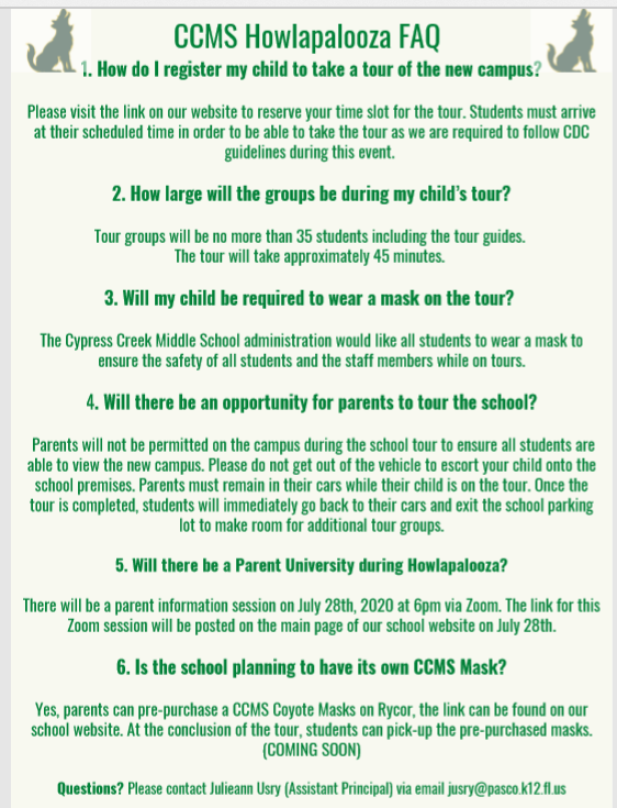 CypressMiddle's tweet photo. CCMS Families - CCMS Annual Howlapalooza FAQs. https://t.co/F0Pz3I5nLU