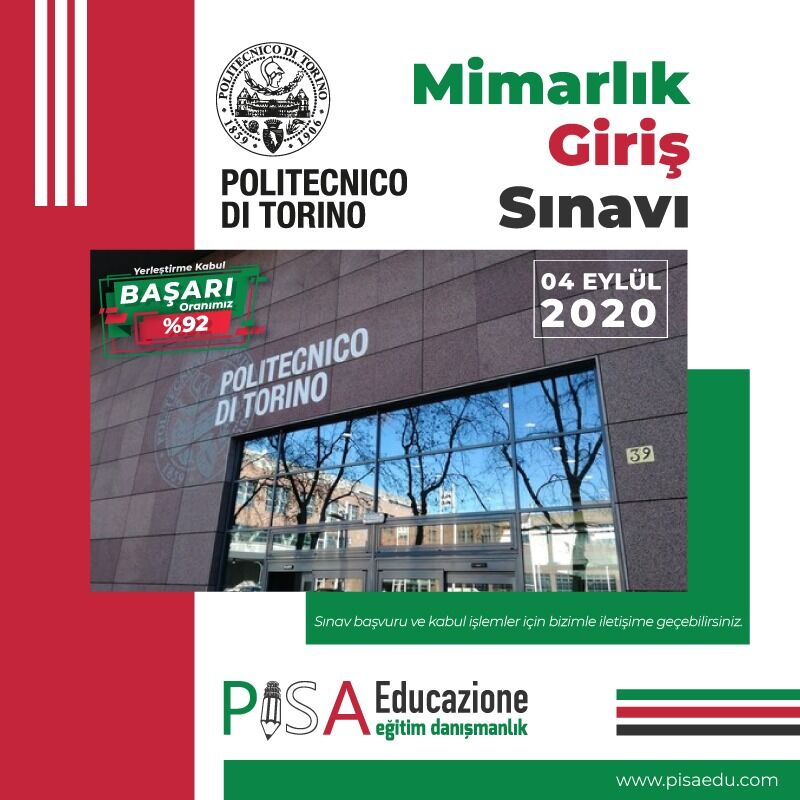 Pisa Eğitim Danışmanlık (@pisaedu) on Twitter photo Politecnico di Torino Mimarlık Bölümü Başvuru İşlemleri Başladı
Sınava başvuru ve kayıt işlemleri için bizlerle iletişime geçebilirsiniz.
Detaylı Bilgi
+90 212 544 24 15
info@pisaedu.com
pisaedu.com Politecnico di Torino Mimarlık Bölümü Başvuru İşlemleri Başladı
Sınava başvuru ve kayıt işlemleri için bizlerle iletişime geçebilirsiniz.
Detaylı Bilgi
+90 212 544 24 15
info@pisaedu.com
pisaedu.com
