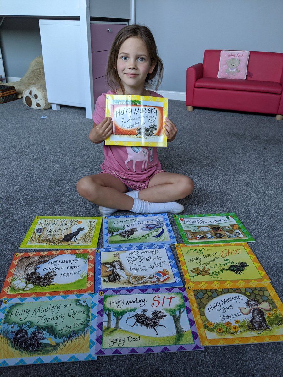 SarahMJ82's tweet photo. Last night with our Hairy Maclary books, V chose to listen to 'Rumpus at the vet!' @CoedEvaYearR https://t.co/Wc2u0Jhsum