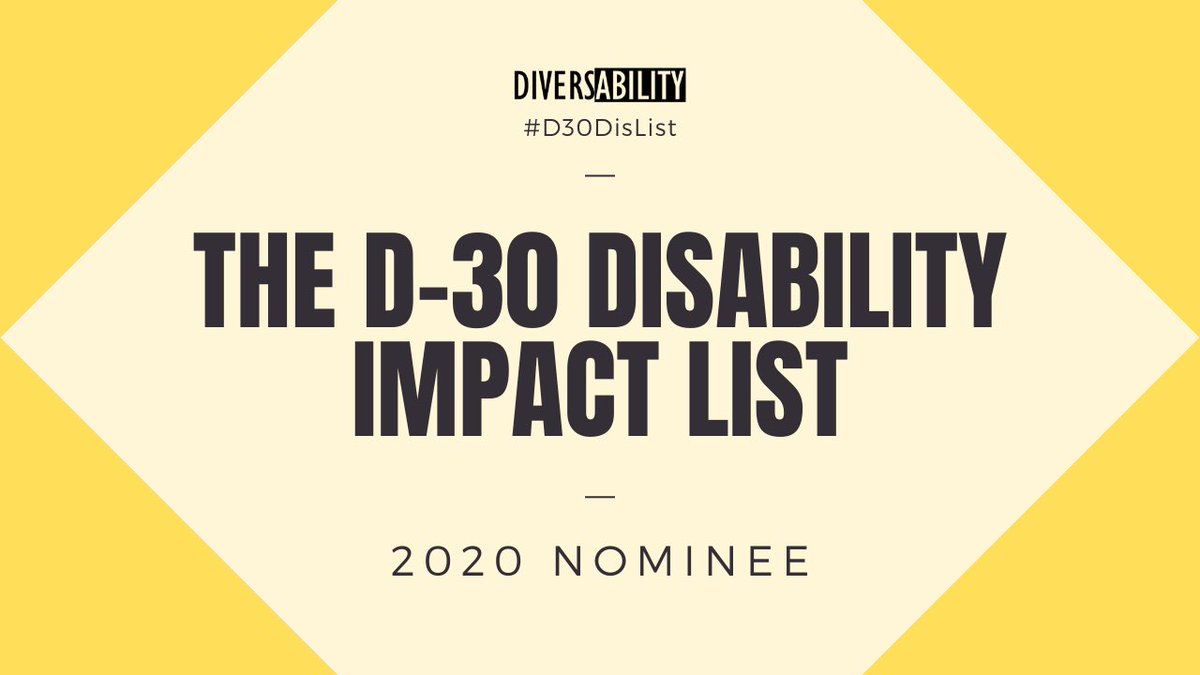 I wasn’t expecting this! I am pleased to announce I have been nominated to @Diversability’s #D30DisList. It is an honor to be nominated! I’m sending a huge Thank you to folks who thought of me for this. You can learn more about the list at mydiversability.com/d30.