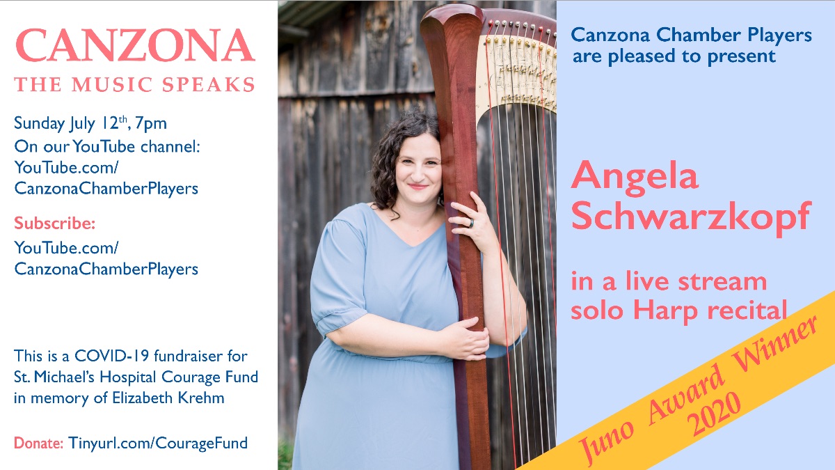 SUNDAY JULY 12 7PM ♪ ♫ JUNO-WINNER ANGELA SCHWARZKOPF ♩♬ LIVE ON YouTube! - mailchi.mp/canzona/angela…