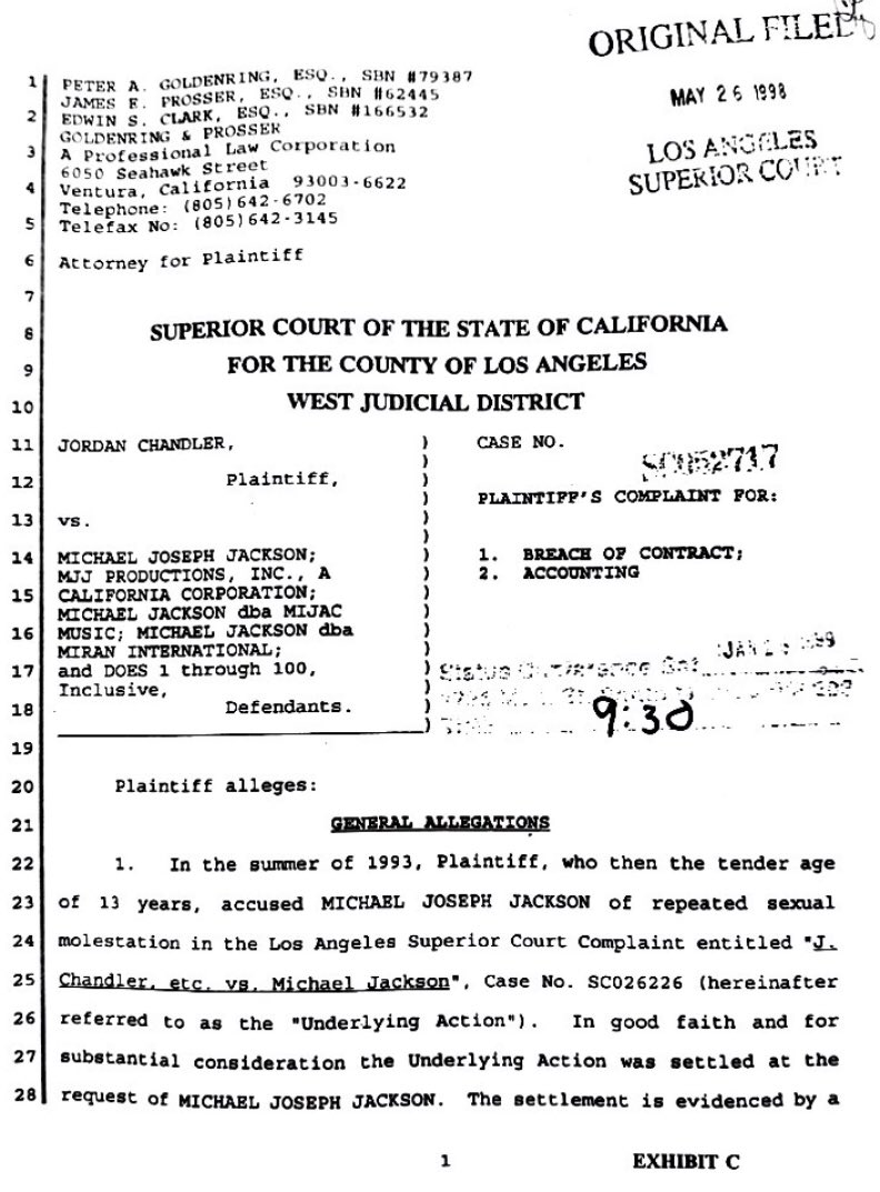 If Jordan Chandler was an innocent victim of his parents then why would he,at age 18, file his own breach of contract,lawsuit against MJ? As dated,this lawsuit would’ve been filed just before JC entered his freshman year of college. Could JC have false memories?