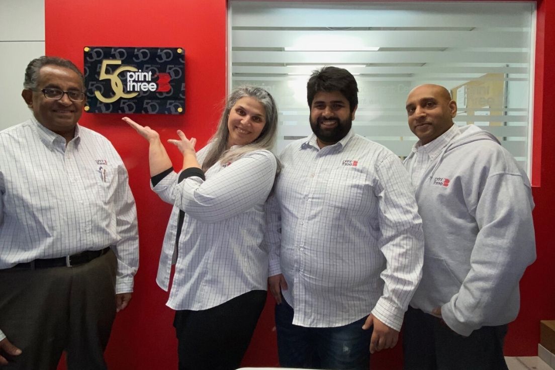 PrintThreeHQ's tweet photo. As we celebrate our 50th year in business, we’re continuing to highlight our nationwide franchisees 💫 Meet Abdu, Fia, Mohit and Wayne of #PrintThree Rexdale.
Our #Rexdale location proudly serves the Downsview area! https://t.co/nsvrNUuKIu