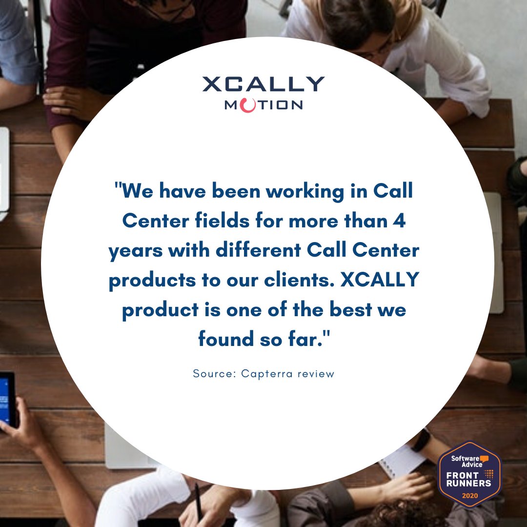 asteriskcall's tweet photo. What our Partners say about XCALLY - named #FrontRunner for #CallCenterSoftware 2020 by #SoftwareAdvice.

Become our Partner:
https://t.co/bFQTxHs5yh

#xcally #xcallymotion #callcentersolution #omnichannel #partnership #customersatisfaction #customerreview #review #capterra https://t.co/9q1jZcevwu
