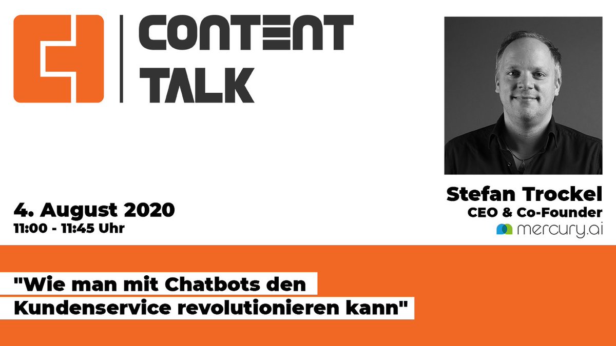 "Wie man mit Chatbots den Kundenservice revolutionieren kann". Über dieses Thema spricht @stefantrockel von <a href="/mercurybots/">Mercury.ai</a> am 04. August in einem #webinar mit uns!
Weitere Infos und den Link zur kostenlosen Anmeldung findet ihr hier: asio.so/webinar-chatbo…