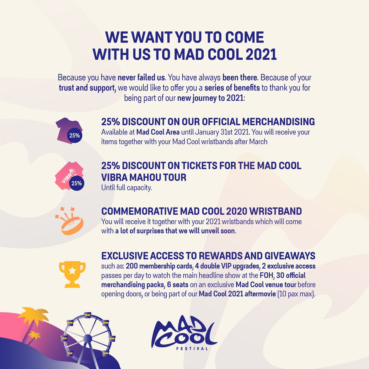 Mad Cool Festival No Twitter Tomorrow We Will Be Releasing Our First Group Of Confirmed Artists For Our 21 5th Edition We Would Like You To Have First Hand All The Info