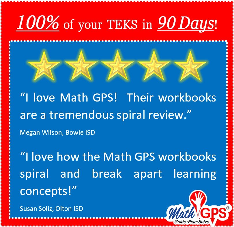 MathGPS's tweet image. #MathGPS #MathWorkbooks #MathTeachers #MathProblems #TEKS #TexasMath #FollowUs