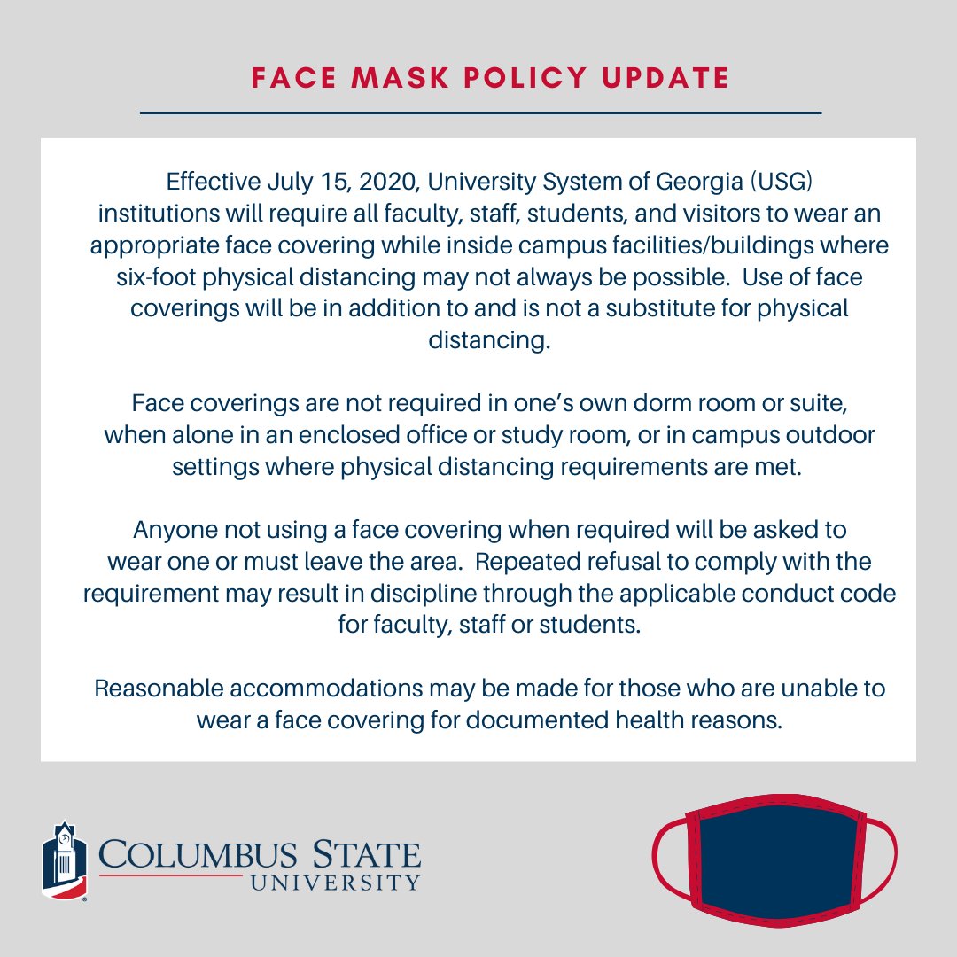 ColumbusState's tweet photo. Please see the below face mask policy update. https://t.co/E6SGJVUkPq