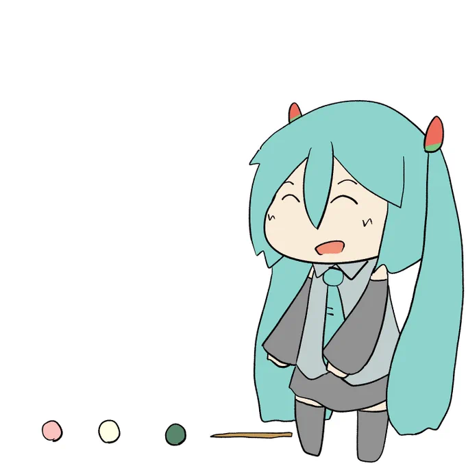 三色団子をソーシャルディスタンスにする初音ミクです 