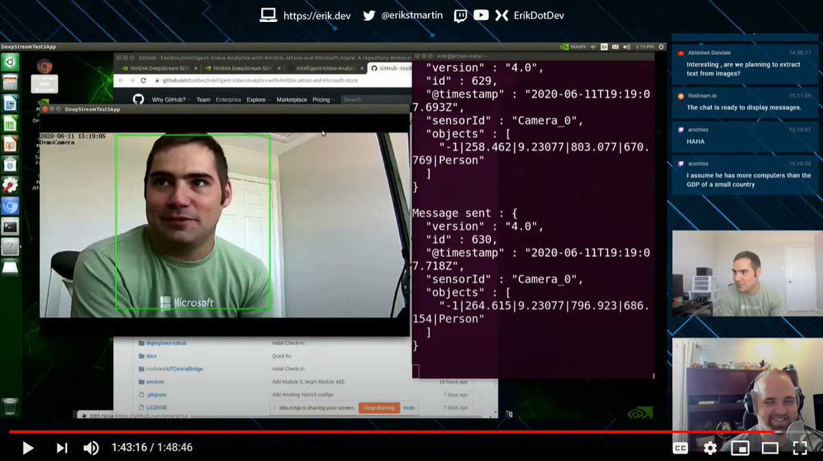 pjdecarlo's tweet image. #IoTdevs @erikstmartin and @pjdecarlo create an Azure IoT Hub and backing storage account in Azure, then deploy IoT Edge onto a #Jetson Nano device.

Part 2/5 of series created for #JulyOT to teach you how to build a Video Analytics solution with #msiot

youtube.com/watch?v=RKwwP4…