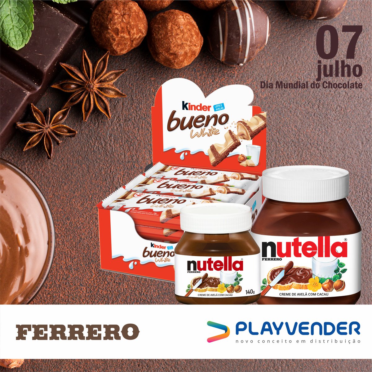 playvender_dist's tweet photo. No Dia Mundial do Chocolate, o que não pode faltar em sua loja você encontra aqui na 𝗣𝗹𝗮𝘆𝘃𝗲𝗻𝗱𝗲𝗿 𝗠𝗚.

Procure nossa equipe de vendas e conheça nosso mix de chocolates.

#diamundialchocolate #chocolate #doce
#mondelez #hersheys #mars #ferrero #belchocolates https://t.co/ZizJofi1Lf