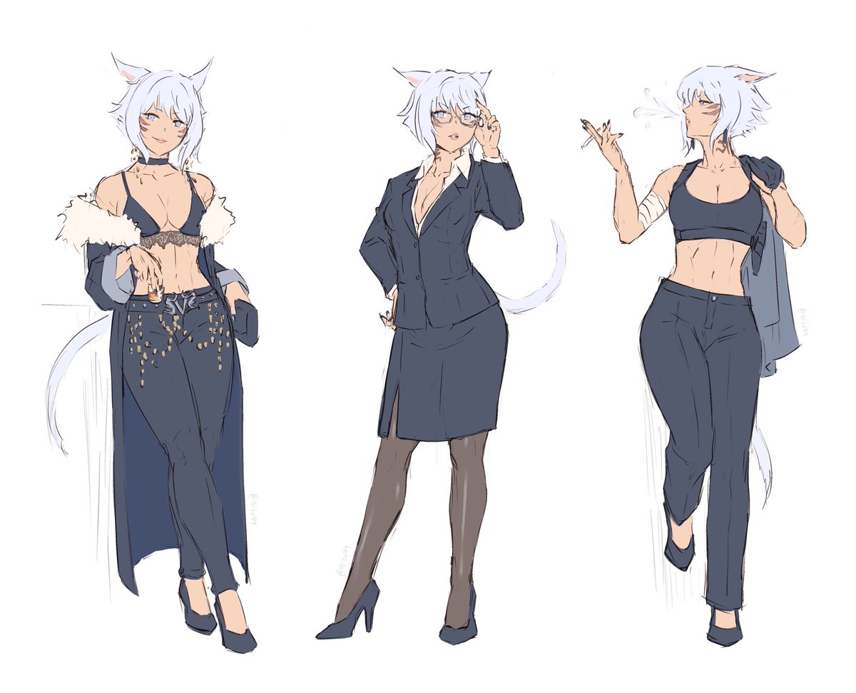 Y’shtola in different AUs #ffxivart 