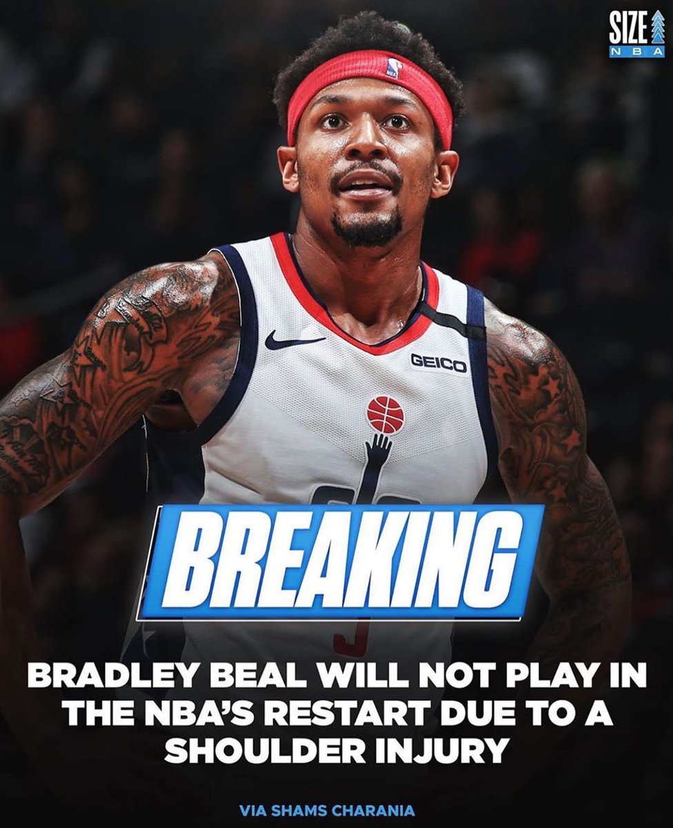 Tough news for Wizards fans.

#wizards <a href="/WashWizards/">Washington Wizards</a> <a href="/RealDealBeal23/">Bradley Beal</a>