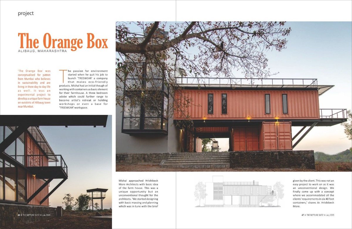 HM_Architects's tweet photo. The Orange box is published in 'The Neptune Glitz' magazine - July 2020 edition

@GLITZ_ODISHA 
#theorangeboxproject 
#containerhouse 
#architecture #sustainability https://t.co/CVPApWI0Tg