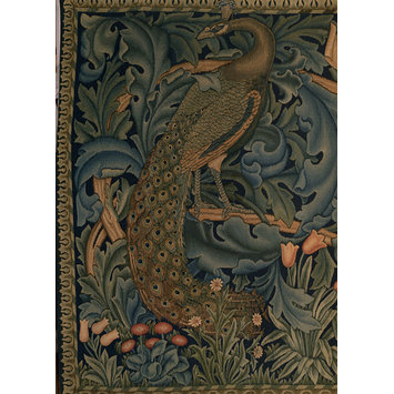 PreRaphSoc's tweet photo. The lush, verdant 'Forest' Tapestry (1887, V&A) for this week's #TopsyTuesday. Festooned in swirling foliage, we find a rich menagerie (designed by Philip Webb) including a fox, a peacock, a crow and a majestic lion (Aslan always come to mind) in the very centre.... https://t.co/wQ2WoOrUip