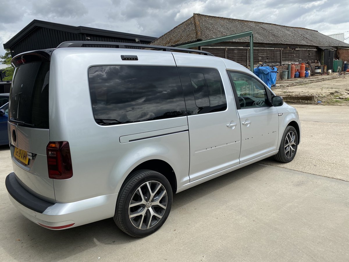 Colour change your van. This VW Caddy was Acapulco Blue and is now #orafol Silver Lake Metallic with front dechrome, black gloss mirrors and roof. 
#vw #volkswagen #volkswagencaddy #vwcaddylife #vanwrap #commercialvan #colourchange #wrapnotpaint #getyourwrapon #colchester #essex