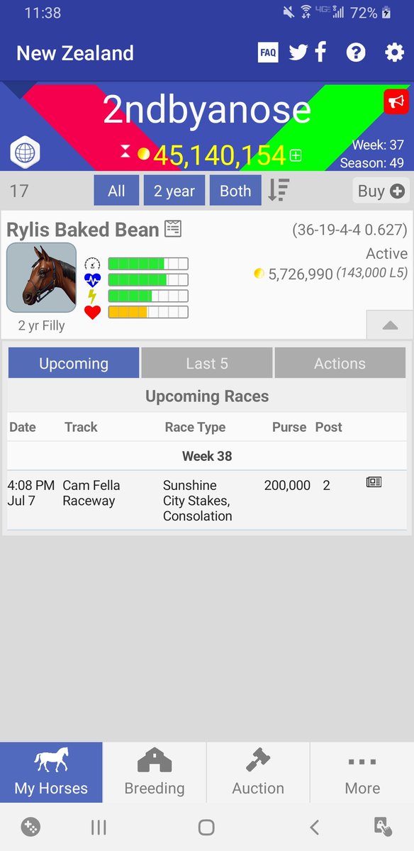 <a href="/AndPacing/">Off and Pacing</a> I'm entering her in auction tonight at 6pm and starting her at 15.