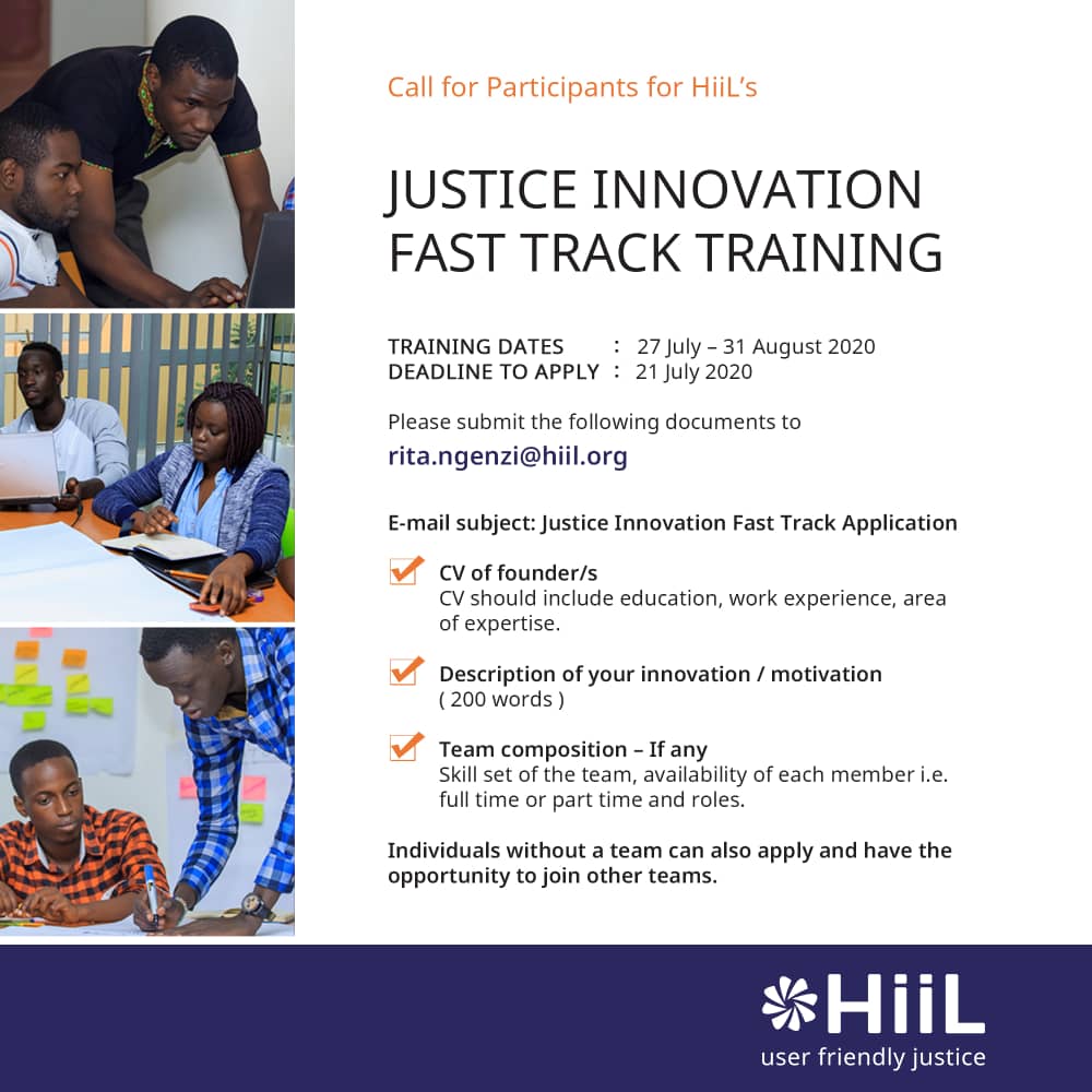 innojusticeEA's tweet photo. Application deadline for the #JusticeInnovationFastTrackTraining is 21st July 2020.
Here are the guidelines you need to follow when applying. https://t.co/2HOinqBPSt