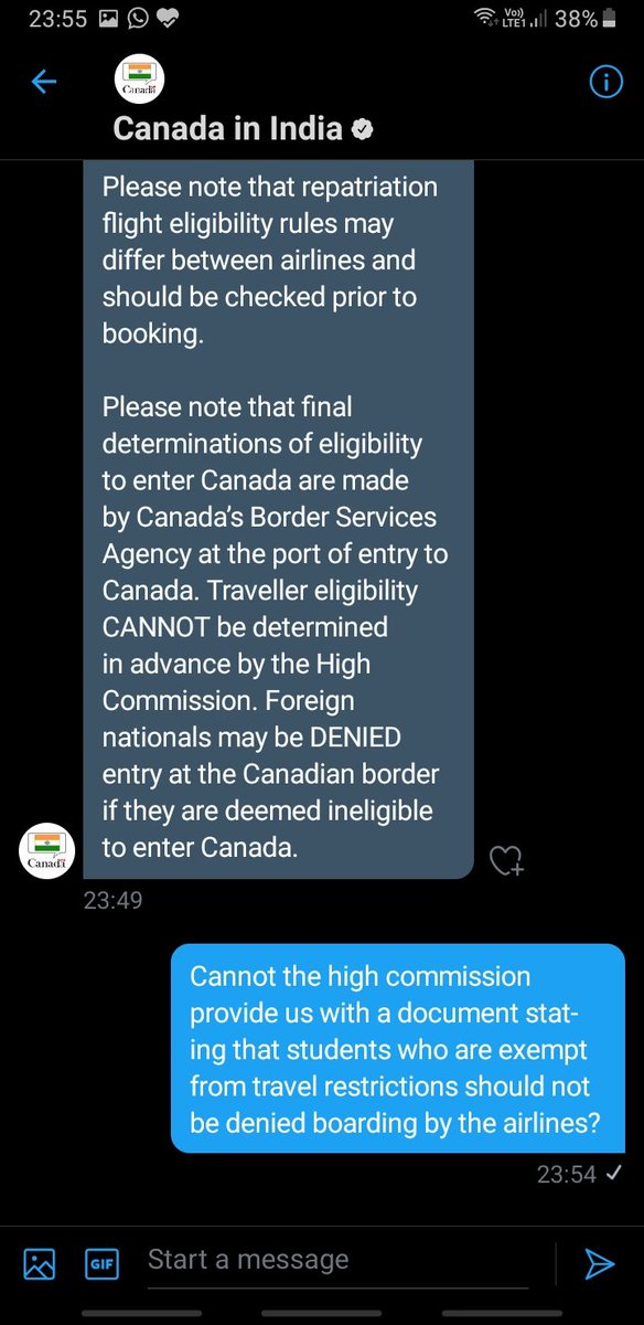 ParmeetSinghTh1's tweet image. This is the reply from them. @ivukohli786 @firstwellwisher @Sandhya11256851 @Amisha77162691 @amanchahalll
#AllowStudentsToTravelToCanada 
#OnlineStudyIsAnEssentialReason