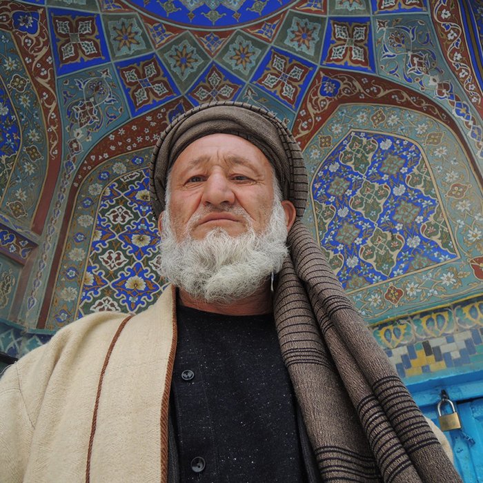 People of  #Mazar: An old man at the Blue Mosque.Picture from "Untamed Borders".