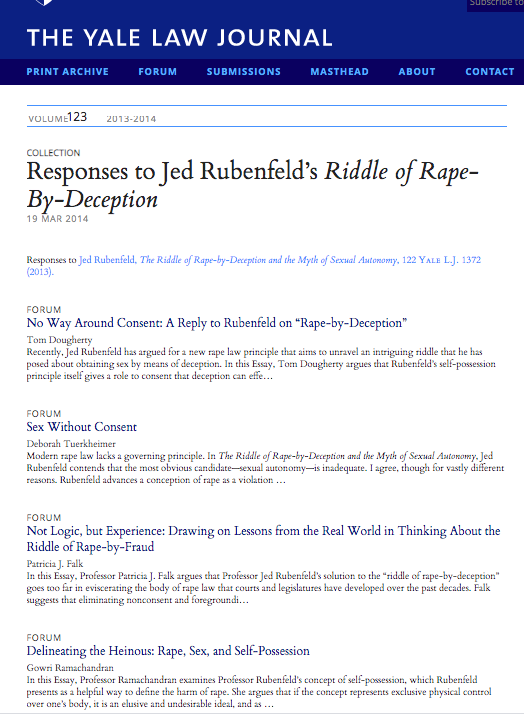 So we can make some progress on the so-called “riddle of rape by deception" which has been the subject of much debate (see  https://www.yalelawjournal.org/collection/responses-to-jed-rubenfelds-riddle-of-rape-by-deception). It turns out that people have a general intuition that deception doesn’t truly invalidate consent.