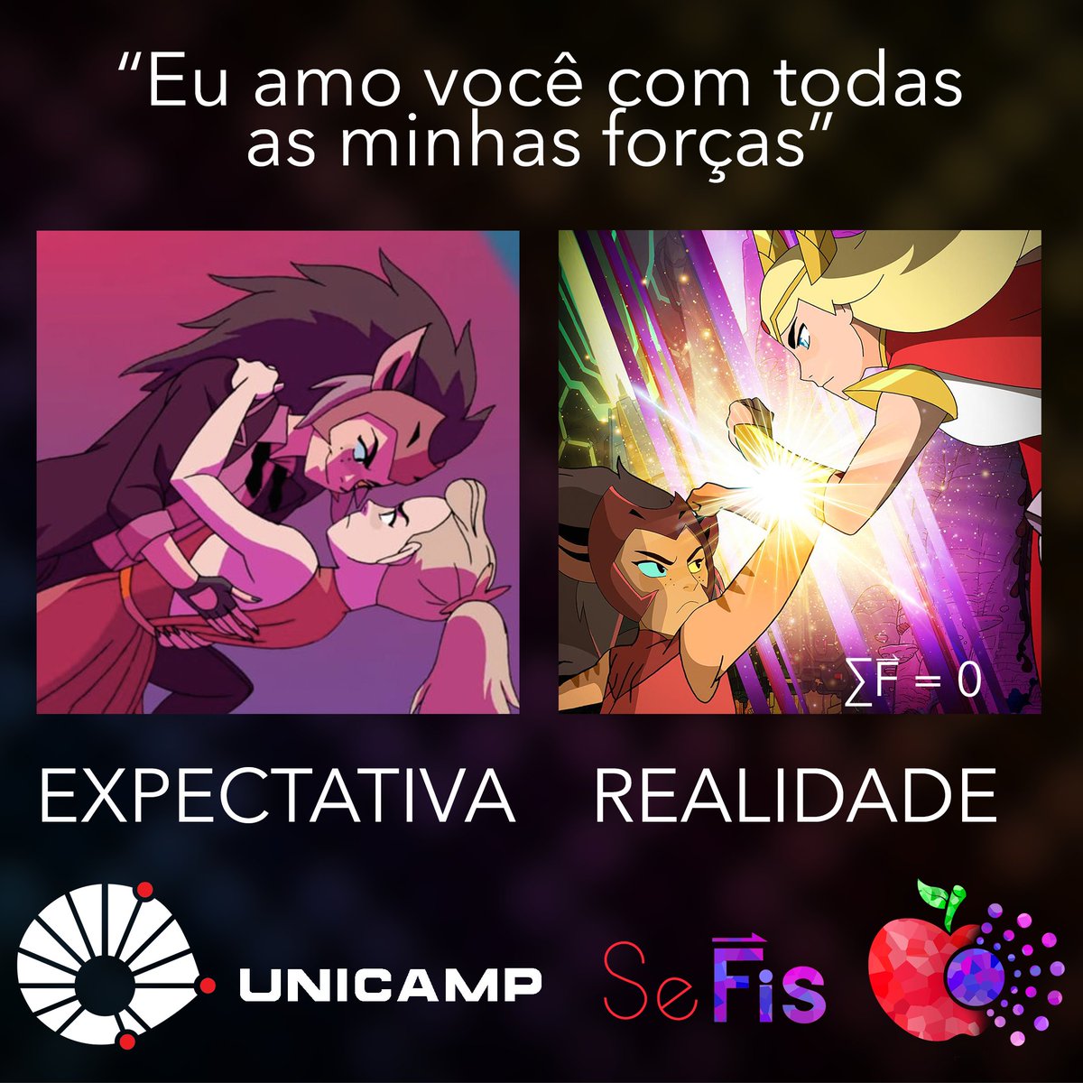 sefis_unicamp's tweet photo. A física também não ajuda, né? 😅
ΣF = 0 [soma das forças é igual a zero]

#SEFIS #shera MORE SHE-RA #wewantmoreshera #memefísica #somatóriodeforças https://t.co/mYlk0Hzdpo