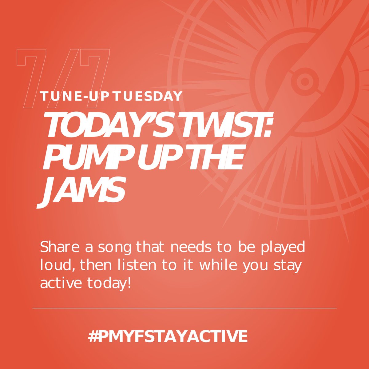 PMYF2's tweet photo. Today is Tune-up Tuesday. Pump up the jams during your workout today. Be sure to use the hashtag. #PMYFSTAYACTIVE https://t.co/rvuF2MXUu0