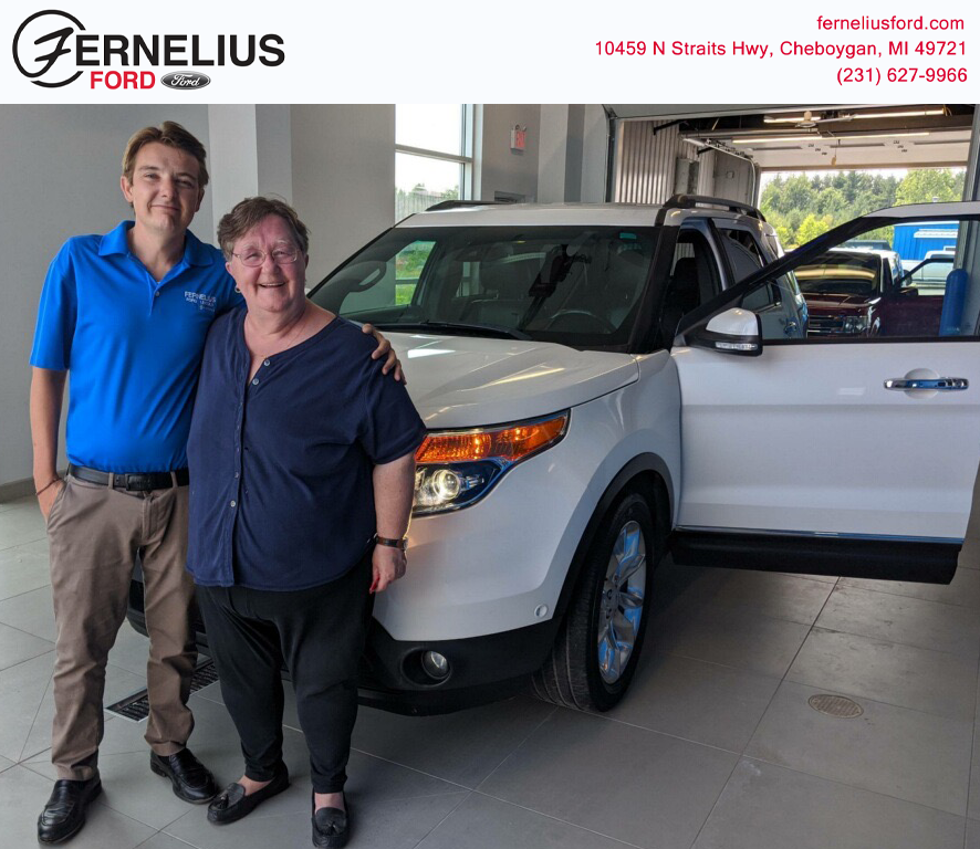FerneliusFord's tweet photo. Congratulations to Shirley Klein on her purchase of a 2013 Ford Explorer with help from Jordan Vizina! Welcome to the Fernelius Family Shirley and we hope you enjoy your new ride! https://t.co/C3IaSivv8u