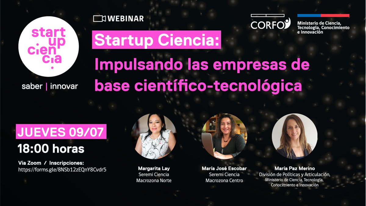 SeremiCienciaN's tweet photo. 📽️ Acompaña a nuestra seremi @MargaritaKLay en el webinar #StartupCiencia: Impulsando las empresas de base científico tecnológica. 

Inscríbete aquí: https://t.co/fhW7g4Dpq5

¡Nos vemos este jueves! 😊 https://t.co/d7SsuDTLvT