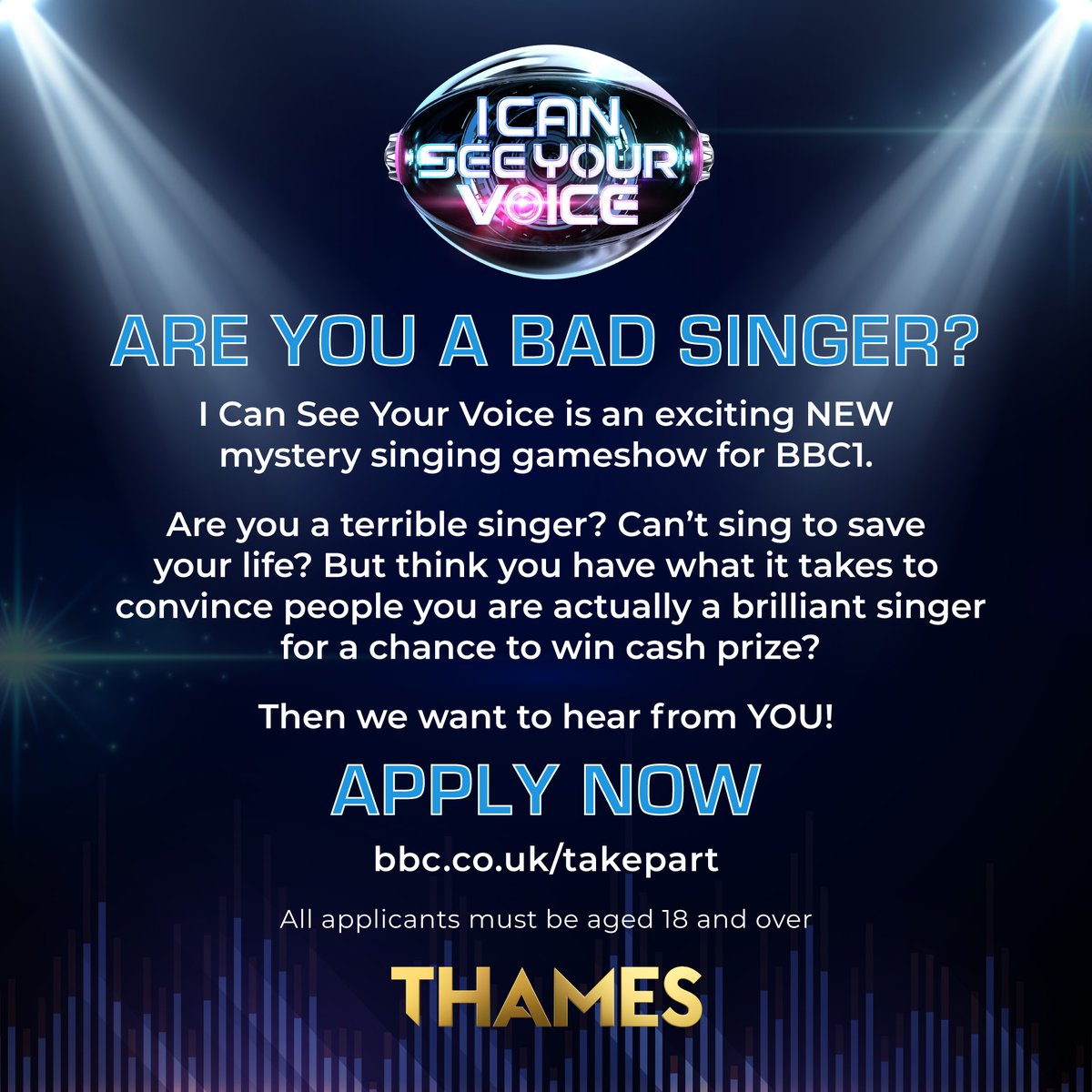 SC_Casting's tweet photo. @tvaudience Are you a terrible singer? Can't sing to save your life? But think you have what it takes to convince people you can sing for a chance to win a cash prize? Please apply at https://t.co/xrb5lWvF20 https://t.co/UBNN1R85gN