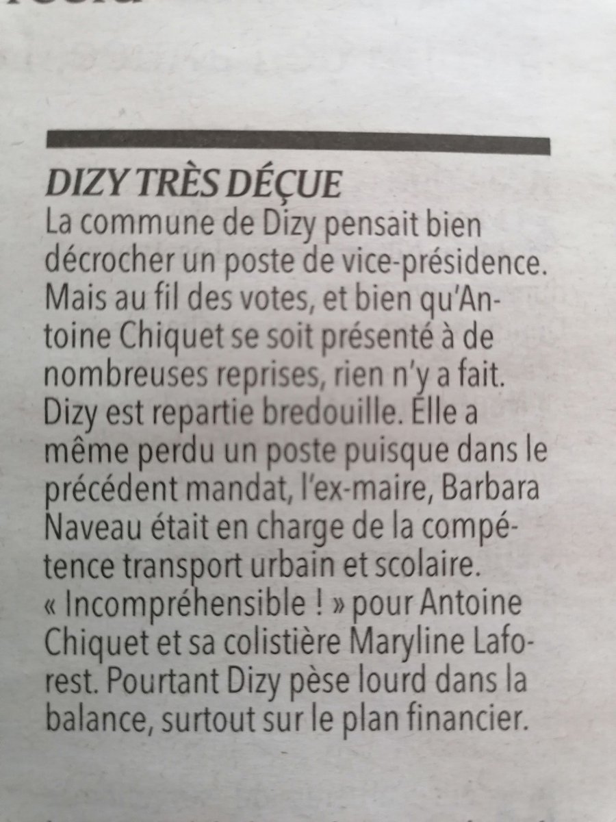 LAGARDE_V's tweet photo. Entièrement d'accord avec Antoine Chiquet. INCOMPRÉHENSIBLE que #Dizy ne décroche aucune vice-présidence à la #CCGVM ! https://t.co/unVmDd8WT3